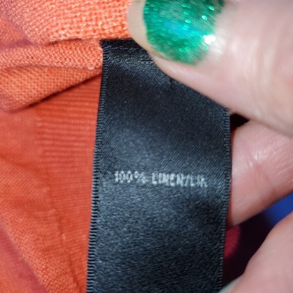 LaFayette 148 100% Linen Knit Scoop Neck Relaxed Fit Cap Sleeve Orange Top Med - Picture 8 of 8